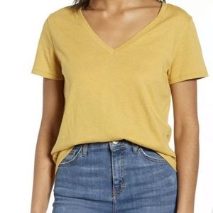 Nordstrom BP V Neck Tee Tan Mustard Short Sleeve